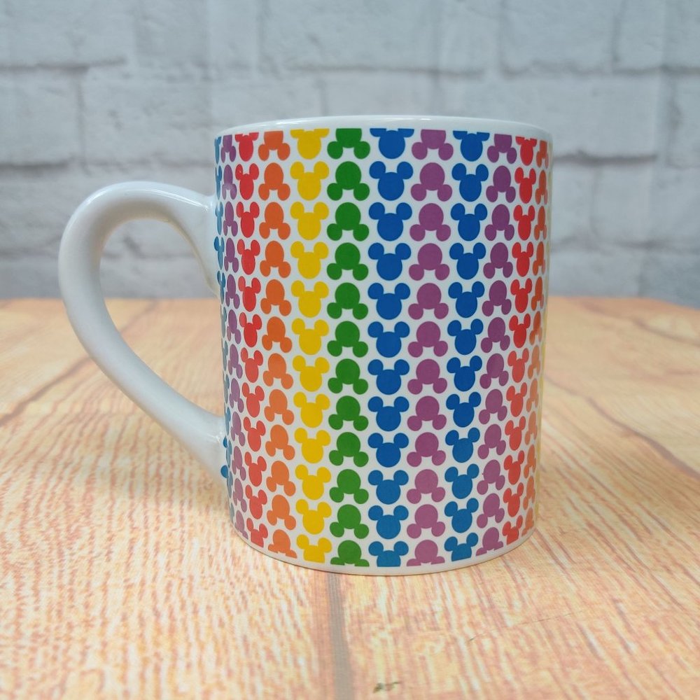 Rainbow Disney collection Mickey Mouse ears coffee mug cup pride love ally 14 oz